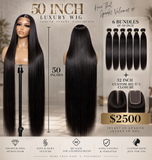 50in Jet Black Glueless 5*5 HD Closure Wig 200% Density