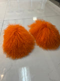 Vegan Mongolian Hair Fluffy Slides