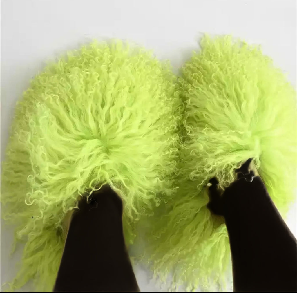 Neon green sales furry slides