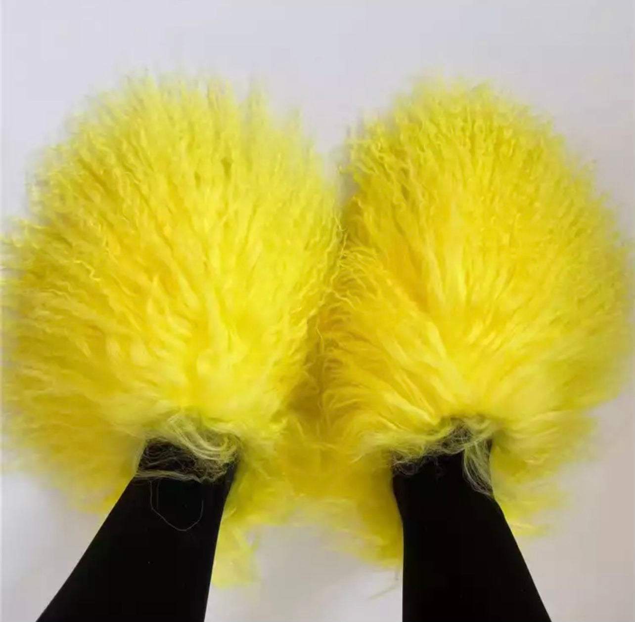 Yellow furry slides on sale